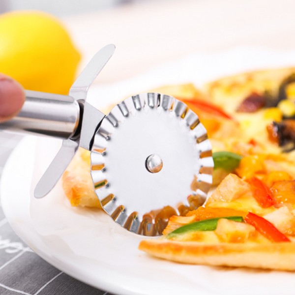 Two Wheel Hob Pizza Knife Cutting Utensils - Silver - Shop N Save