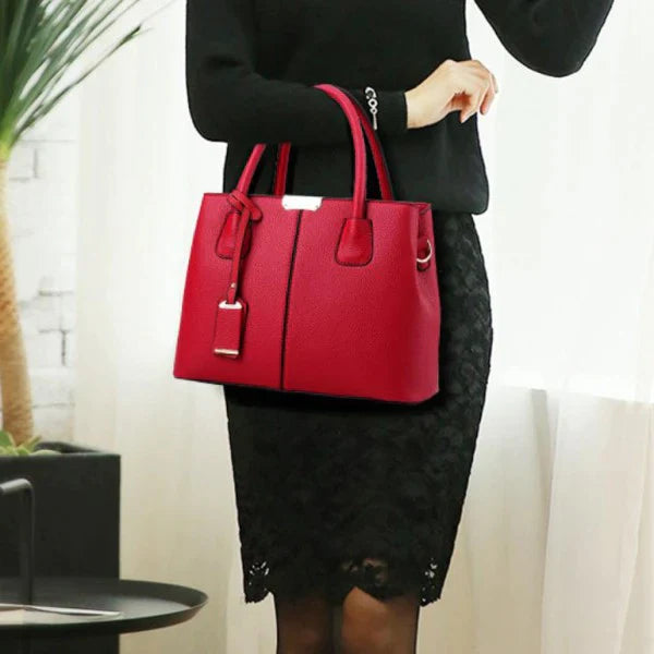 Large Capacity Solid Color Popular Handbag - Wine Red - Shop N Save