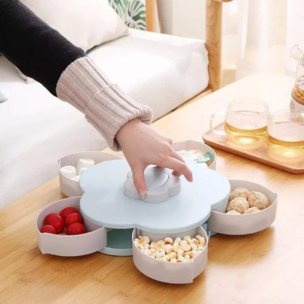 Bloom Snack Petal Shape Rotating Fruit Nut Box - Blue - Much My