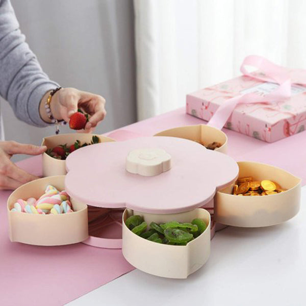 Bloom Snack Petal Shape Rotating Fruit Nut Box - Blue - Much My