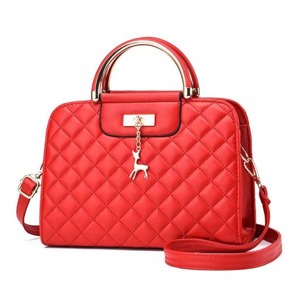 Ladies Fashion Rhombus Large Capacity Handbag - Red - Shop N Save
