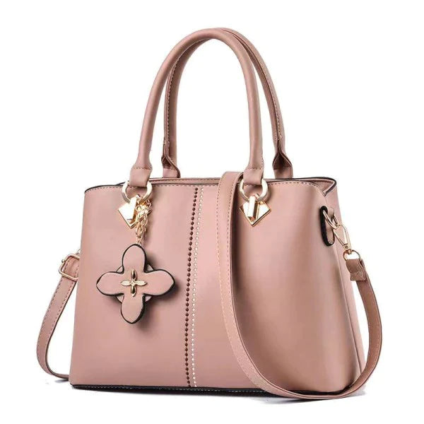 Ladies Floral Decoration Hight Fashion Handbag - Black - Shop N Save