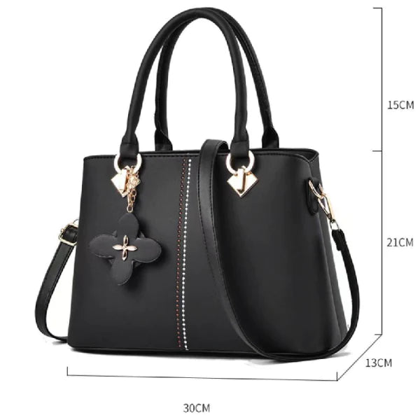 Ladies Floral Decoration Hight Fashion Handbag - Green - Shop N Save