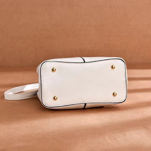 Elegant White Butterfly Tassel Women\'s Handbag Double Handle Zipper Closure PU Leather Polyester Interior 8 Pieces - Shop N Save