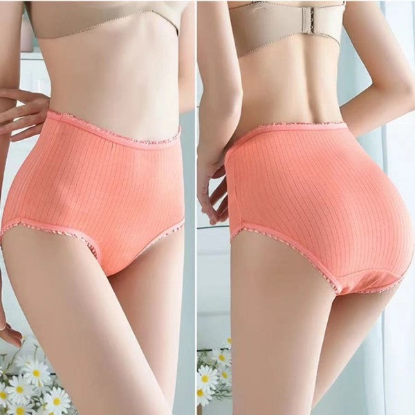 Women High Waist Cotton Underwear - Orange