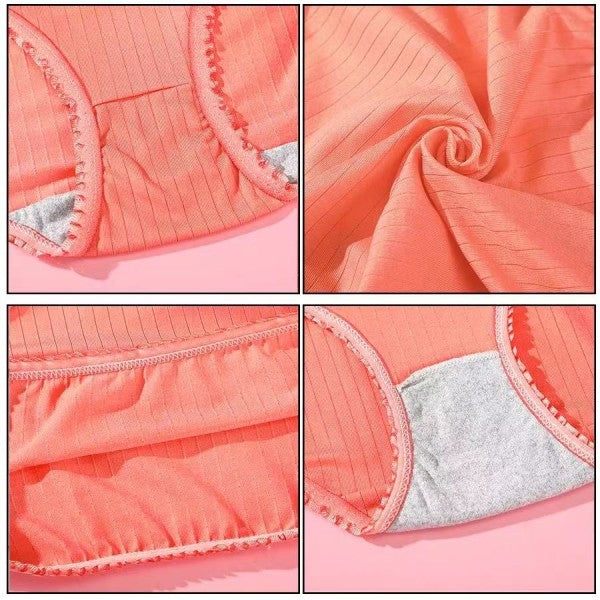 Women High Waist Cotton Underwear - Orange