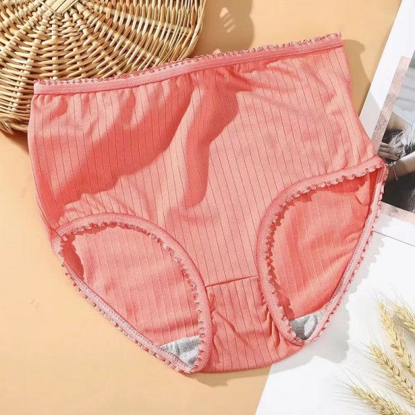 Women High Waist Cotton Underwear - Orange