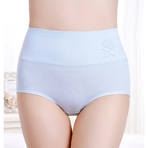 Soft Embossed Rose Cotton Ladies Underwear - Sky Blue