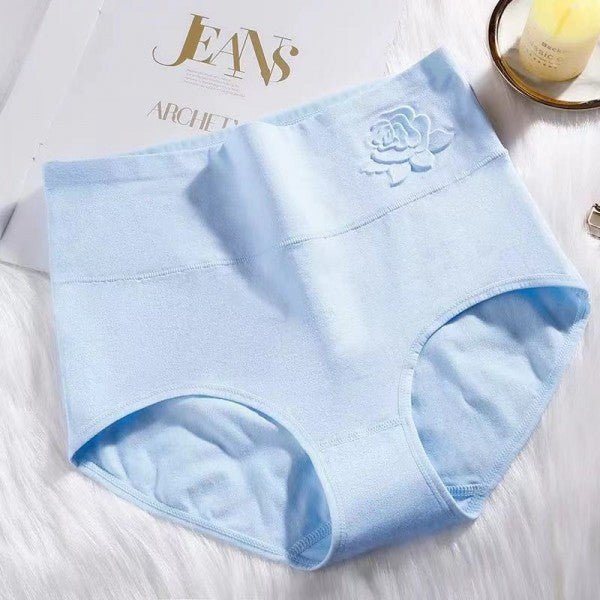 Soft Embossed Rose Cotton Ladies Underwear - Sky Blue