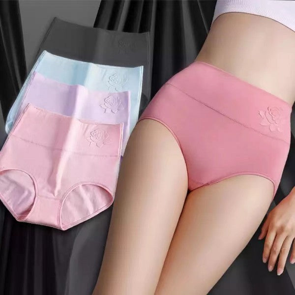 Soft Embossed Rose Cotton Ladies Underwear - Light Purple