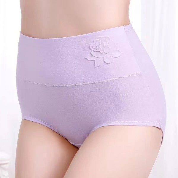 Soft Embossed Rose Cotton Ladies Underwear - Light Purple