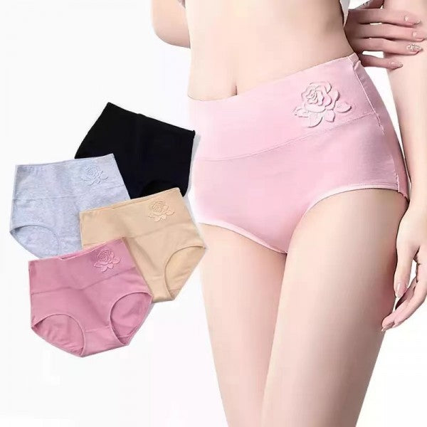 Soft Embossed Rose Cotton Ladies Underwear - Light Purple