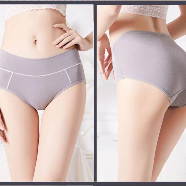 Cotton Mid Waist Fashion Ladies Panties - Gray