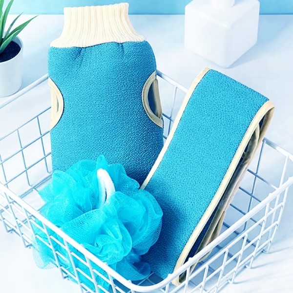 3 Pcs Bathroom Shower Ball Body Cleaning Set - Blue - Shop N Save