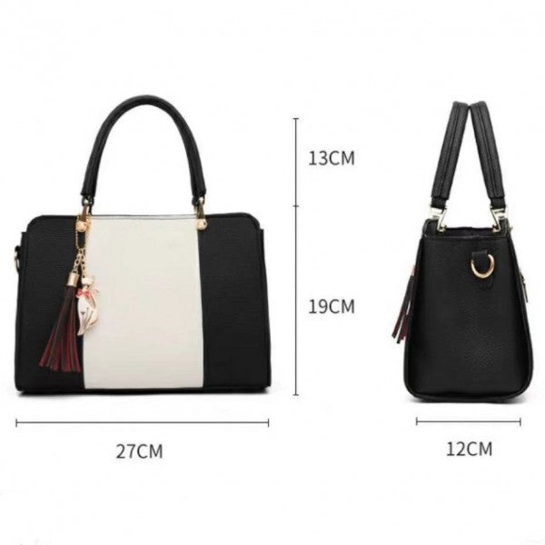 Women Fashion High Quality Double Handle Handbag - Black and White