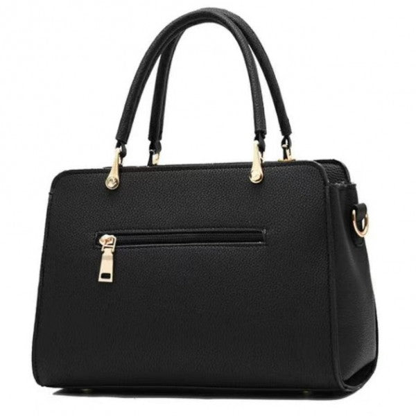 Women Fashion High Quality Double Handle Handbag - Black and White