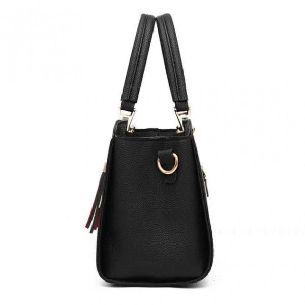 Women Fashion High Quality Double Handle Handbag - Black and White