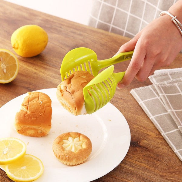 Handheld Fruit Vegetable Round Shape Slicing Holder - Green