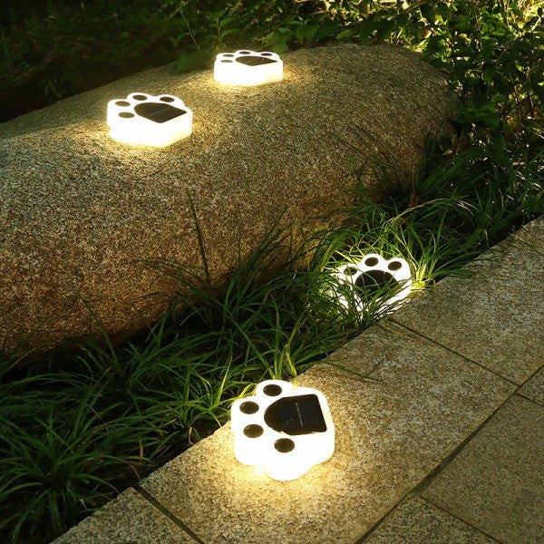 2 Piece Paws Design Solar Charge Home Garden Decoration Light