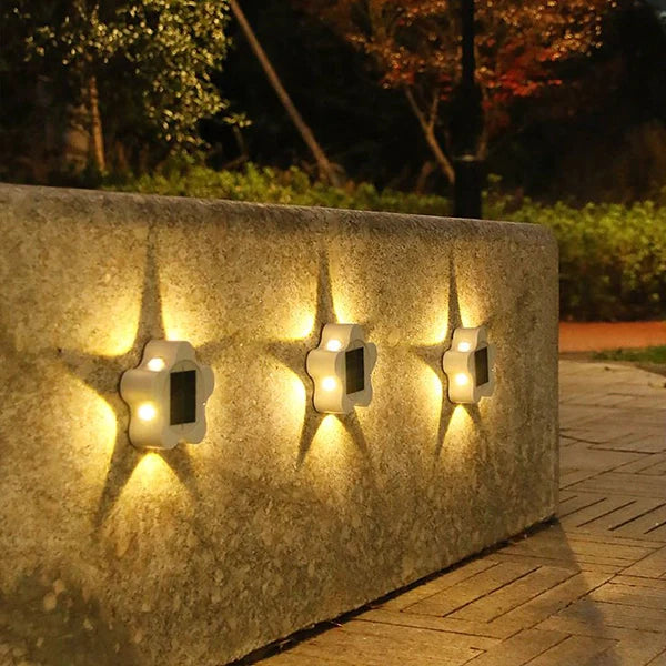 2 Pcs Stars Solar Charging Wall Decors Night Lights - White