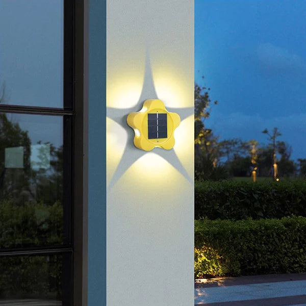 2 Pcs Stars Solar Charging Wall Decors Night Lights - White
