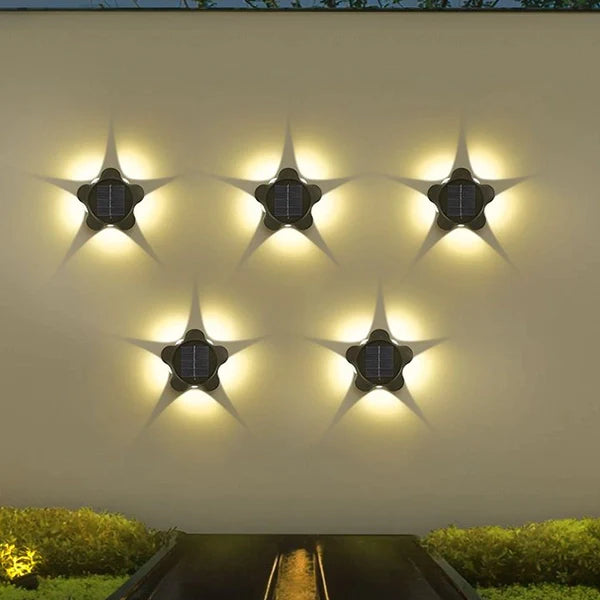 2 Pcs Stars Solar Charging Wall Decors Night Lights - White
