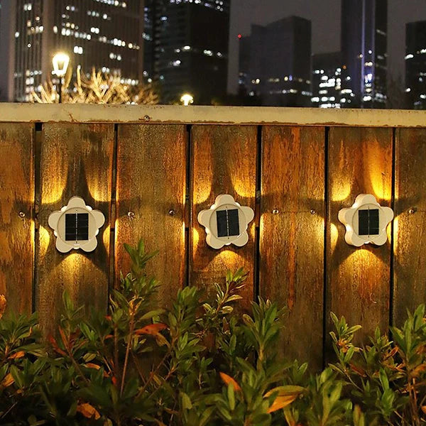 2 Pcs Stars Solar Charging Wall Decors Night Lights - White
