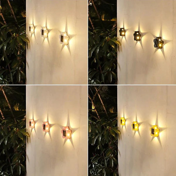 2 Pcs Stars Solar Charging Wall Decors Night Lights - White