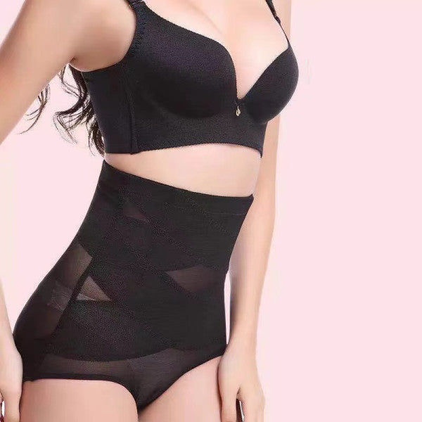 High Waist Seamless Cross Body Shaping Underwear - Black