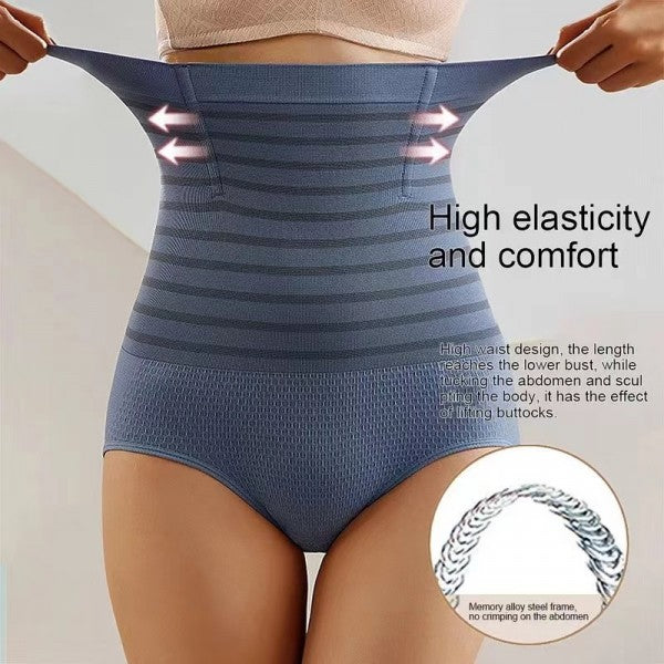 Ladies High Waist Flat Belly Seamless Slimming Shapewear - Blue