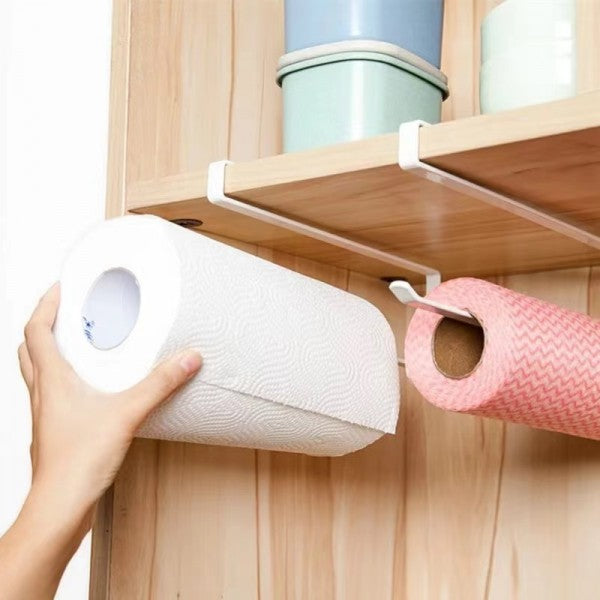 Kitchen Bathroom Cabinet Paper Roll Holder Rack - White - Shop N Save