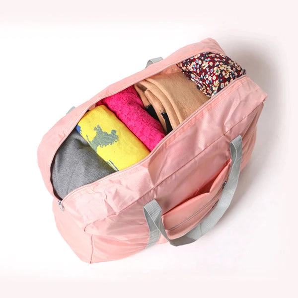 Waterproof Lightweight Double Handle Wide Capacity Travel Bag - Pink Orange