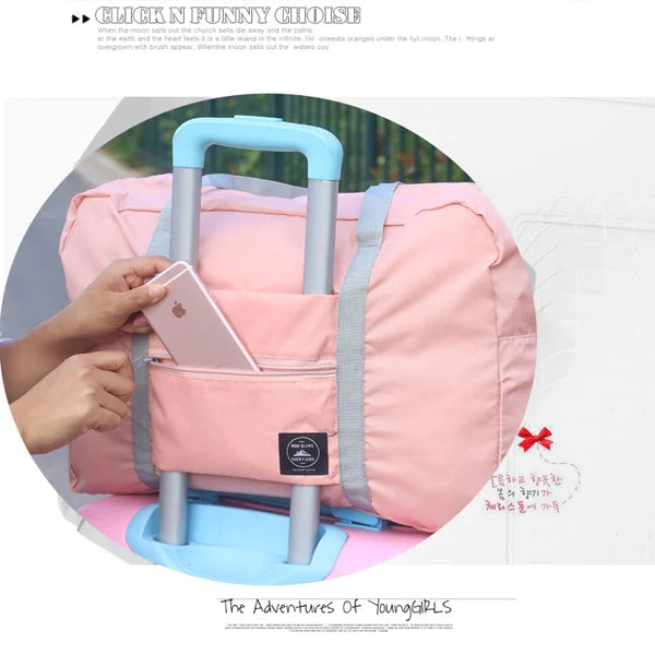 Waterproof Lightweight Double Handle Wide Capacity Travel Bag - Pink Orange