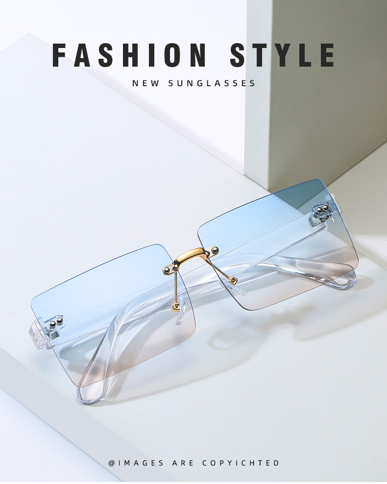Frameless Gradient Transparent Sunglasses - Light Blue - Shop N Save