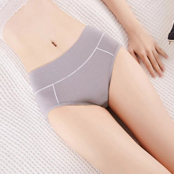 Cotton Mid Waist Fashion Ladies Panties - Gray
