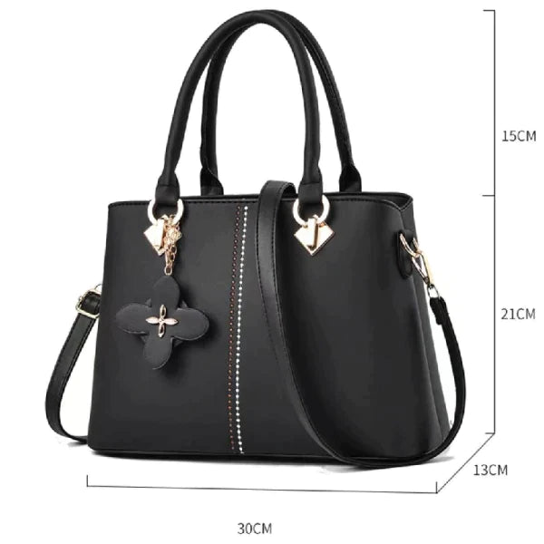 Ladies Floral Decoration Hight Fashion Handbag - Pink