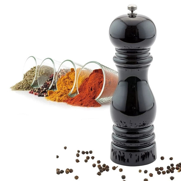 Adjustable Wooden Salt And Pepper Swivel Grinder Mill - Black