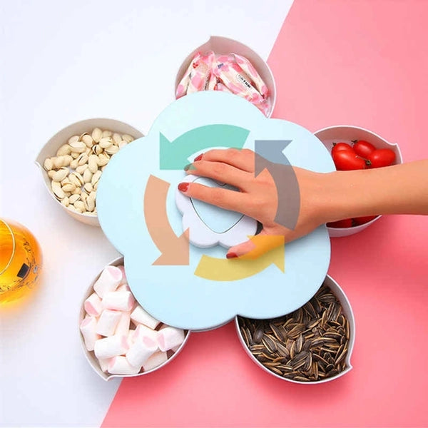 Bloom Snack Petal Shape Rotating Fruit Nut Box - Blue - Much My