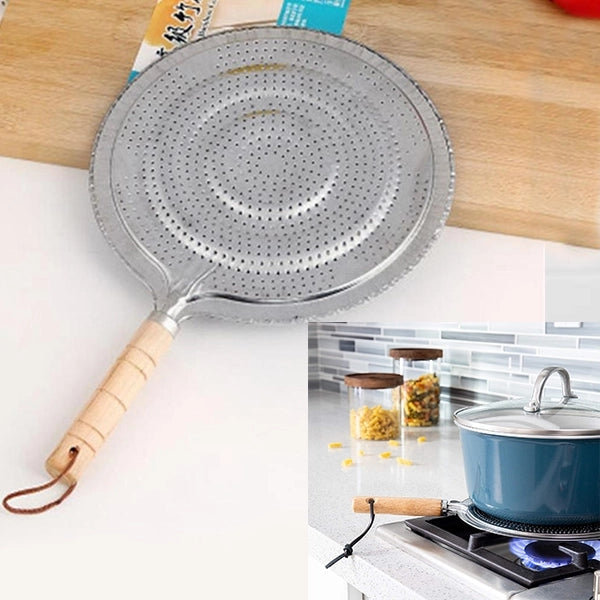 Heat Diffuser Wooden Handle Gas Electric Simmer Ring - Silver - Shop N Save