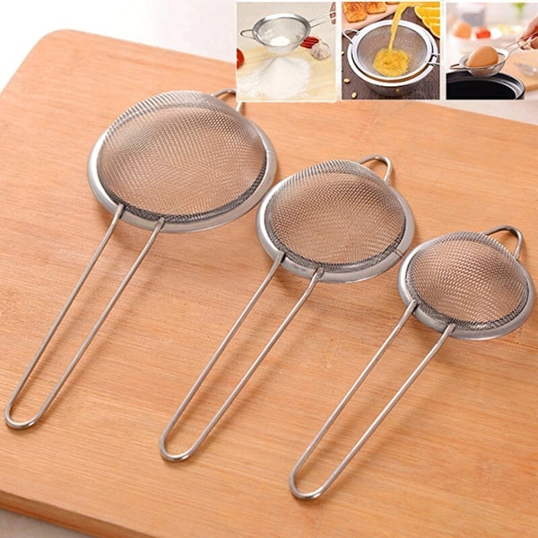 3 Pcs Multipurpose Strainers Sieves Colander - Silver - Shop N Save