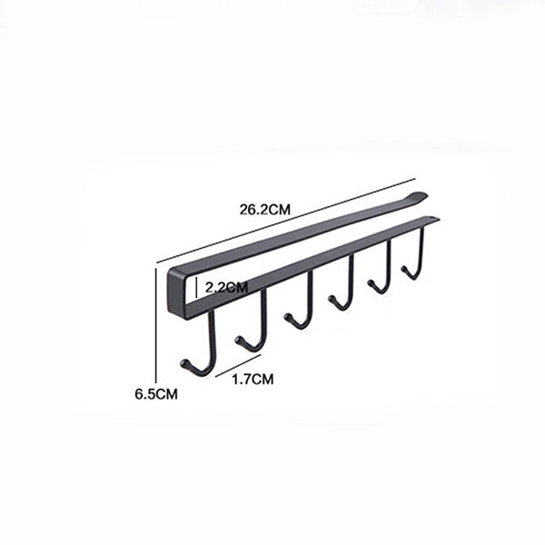 Cabinet Wardrobe Hanging Frame 6 Row Hook - Black - Much My