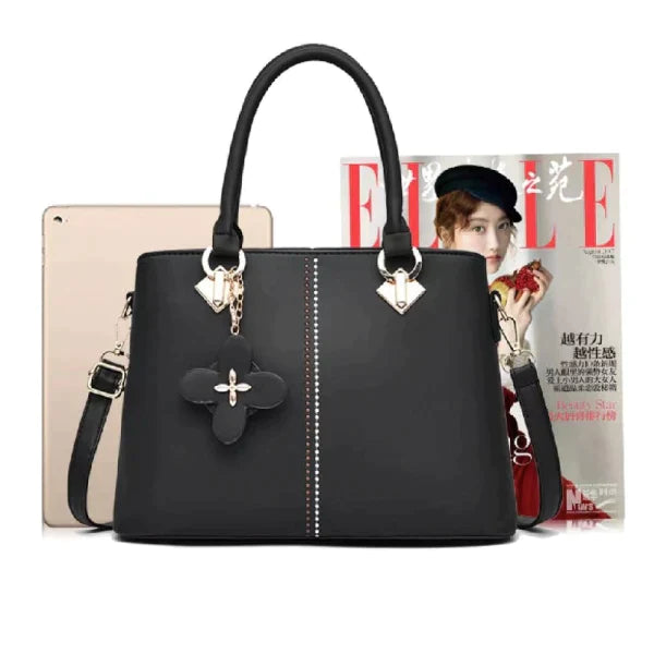 Ladies Floral Decoration Hight Fashion Handbag - Pink