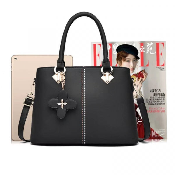 Ladies Floral Decoration Hight Fashion Handbag - White - Shop N Save