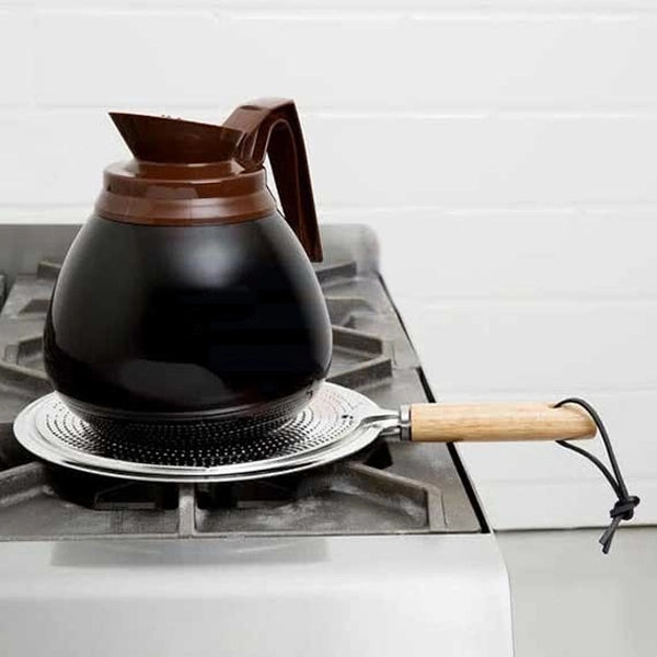 Heat Diffuser Wooden Handle Gas Electric Simmer Ring - Silver - Shop N Save