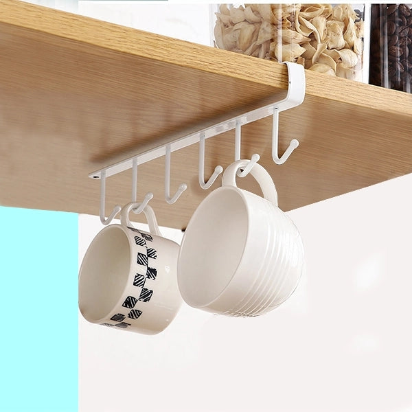 Cabinet Wardrobe Hanging Frame 6 Row Hook - White - Much My