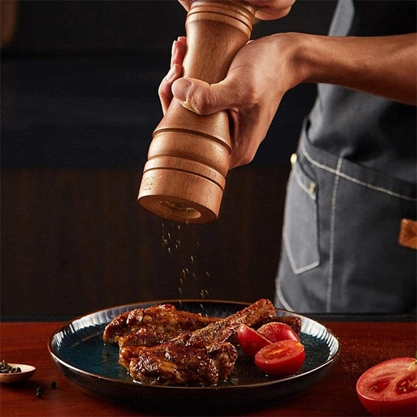 Adjustable Wooden Salt And Pepper Swivel Grinder Mill - Beige - Shop N Save