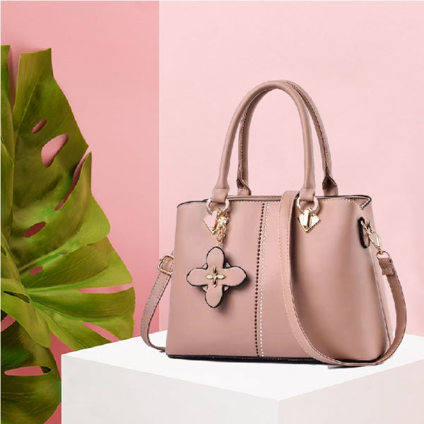 Ladies Floral Decoration Hight Fashion Handbag - White - Shop N Save