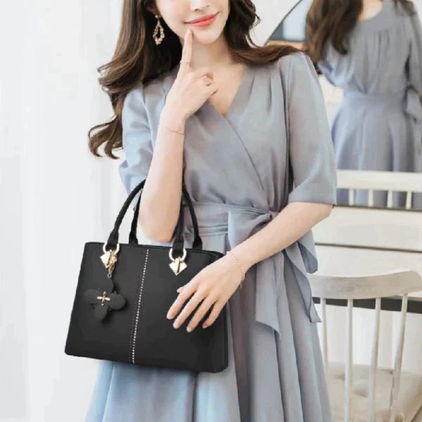 Ladies Floral Decoration Hight Fashion Handbag - Pink