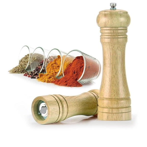 Adjustable Wooden Salt And Pepper Swivel Grinder Mill - Black
