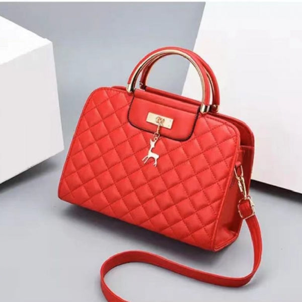 Ladies Fashion Rhombus Large Capacity Handbag - Red - Shop N Save